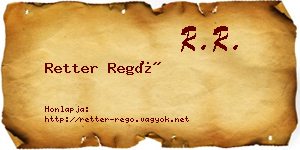 Retter Regő névjegykártya